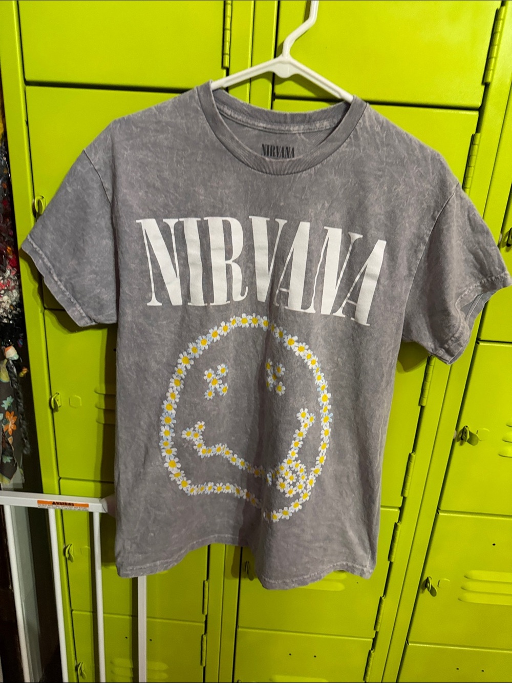 NIRVANA Washed Gray Daisy Smile  Daisies Tee